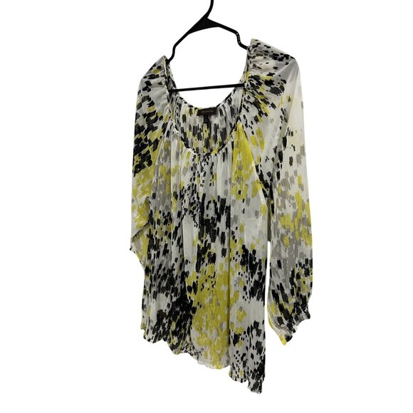 Multicolor Sheer Blouse With Elastic Hem & 3/4 Sleeves By The Limited Size XL - Picture 3 of 11